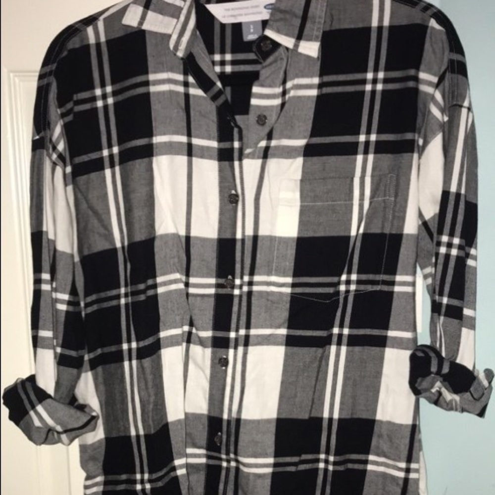 white & black plaid flannel